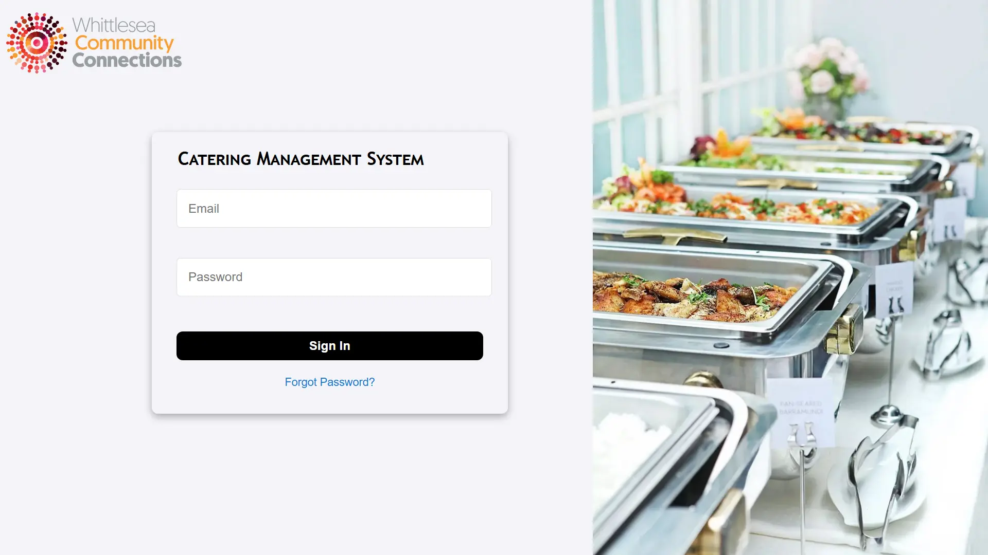 Catering management system website
